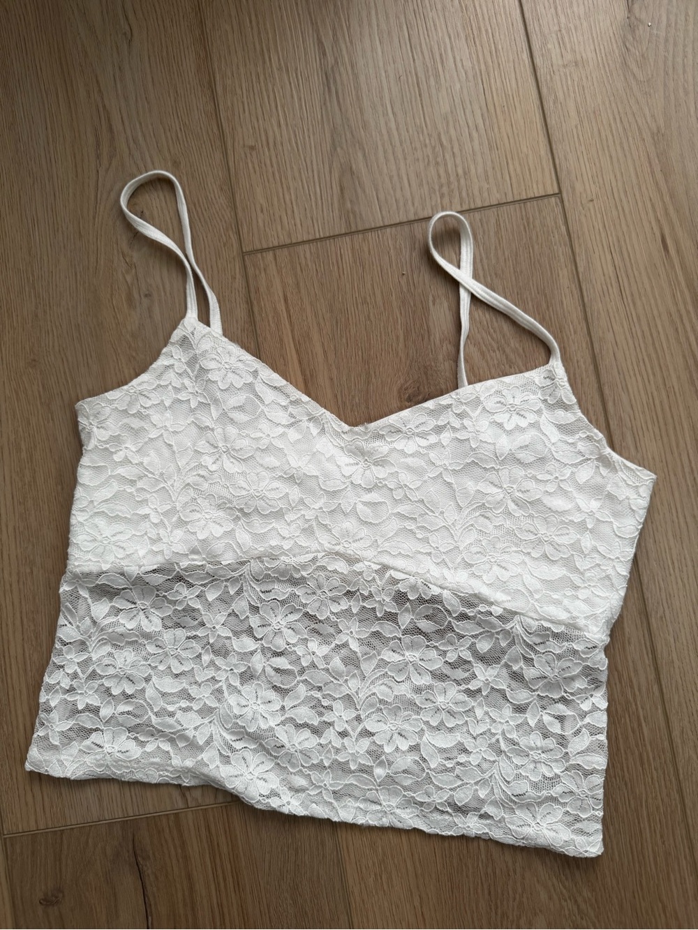 Hollister White Floral Lace Cami with Spaghetti Straps